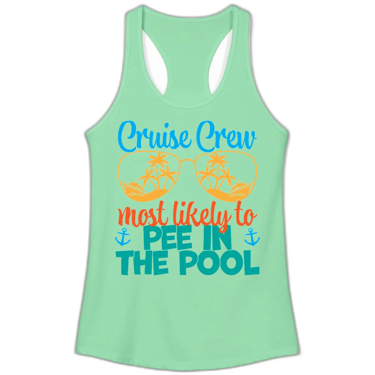 Cruise Crew Most Likely To Pee In The Pool Ladies Tank in Solid Mint