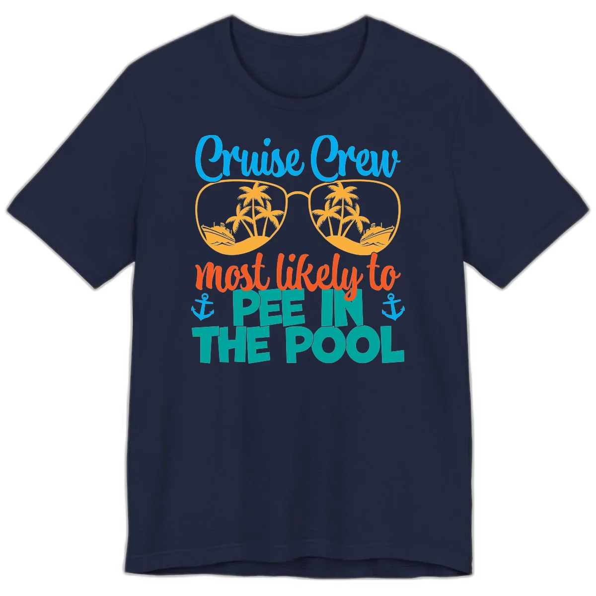 Cruise Crew Most Likely To Pee In The Pool Premium T-Shirt in Navy