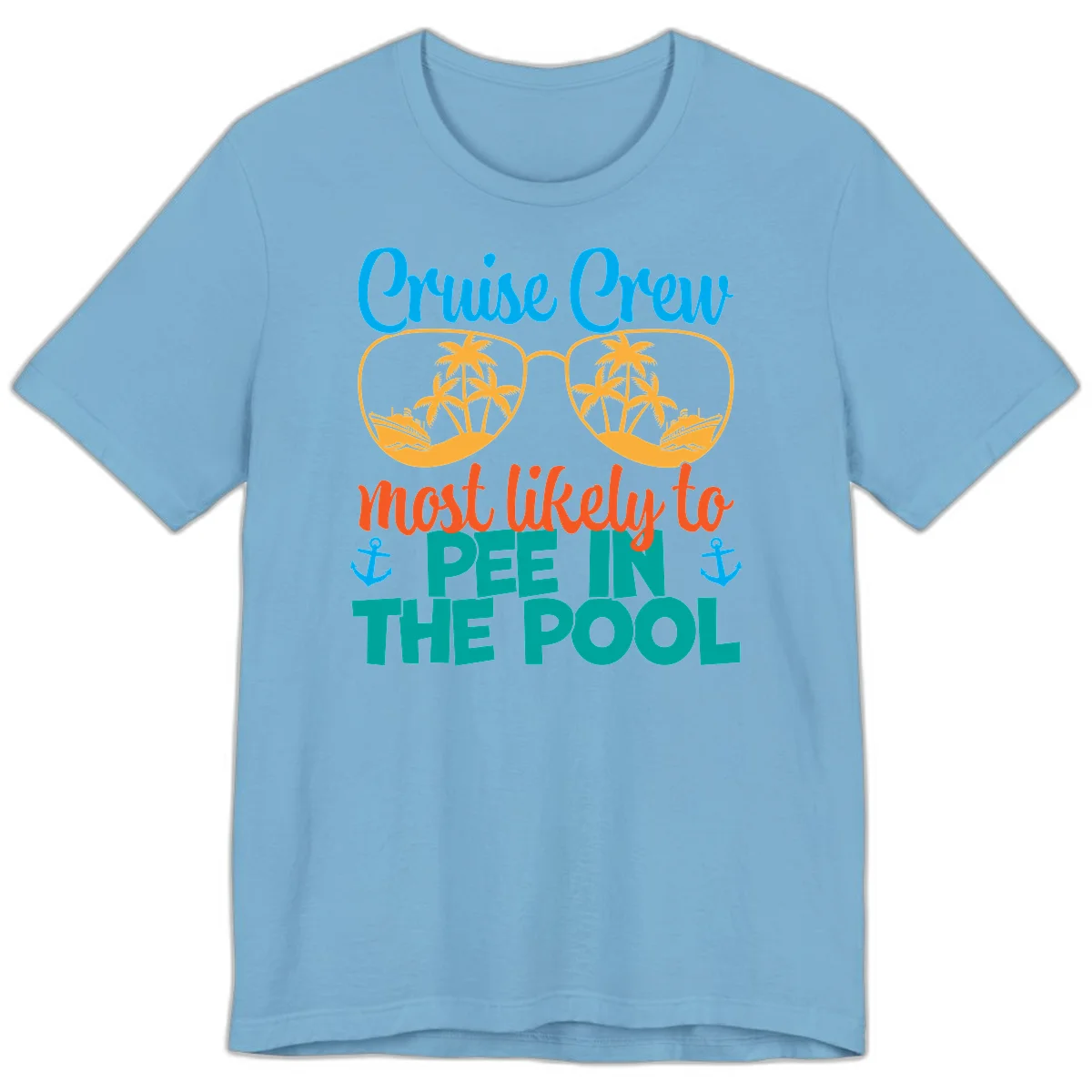Cruise Crew Most Likely To Pee In The Pool Premium T-Shirt in Ocean Blue