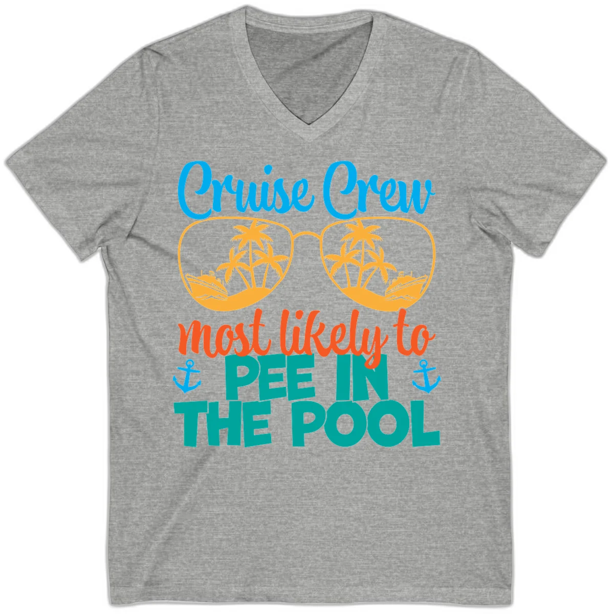 Cruise Crew Most Likely To Pee In The Pool V-Neck in Athletic Heather