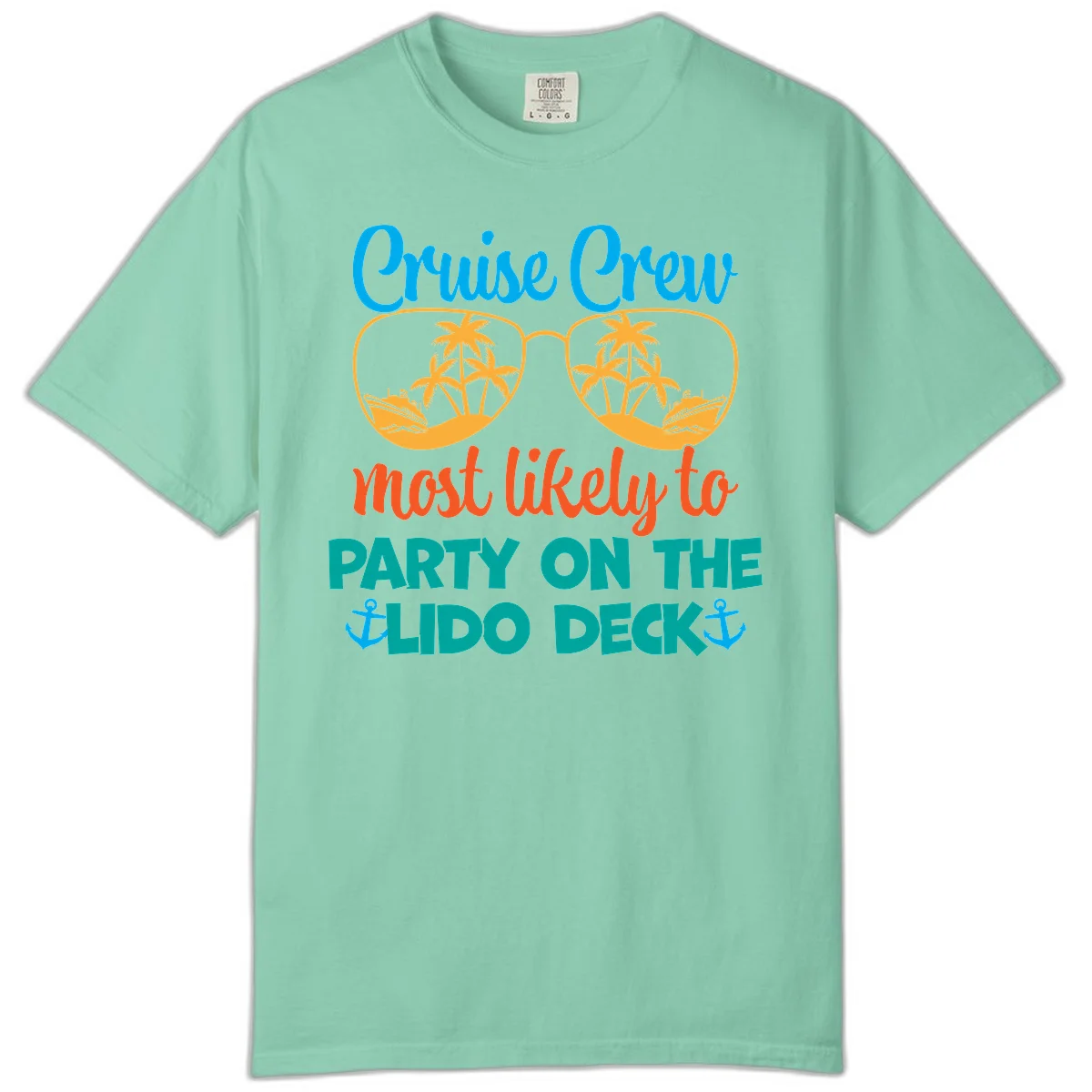 Cruise Crew Lido Deck Party Comfort Color Tee in Island Reef