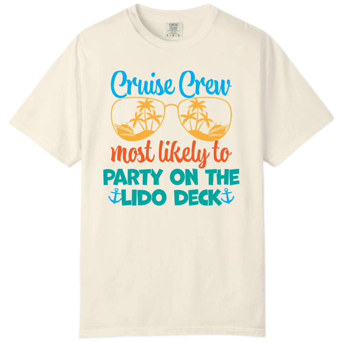 Cruise Crew Lido Deck Party Comfort Color Tee in Ivory