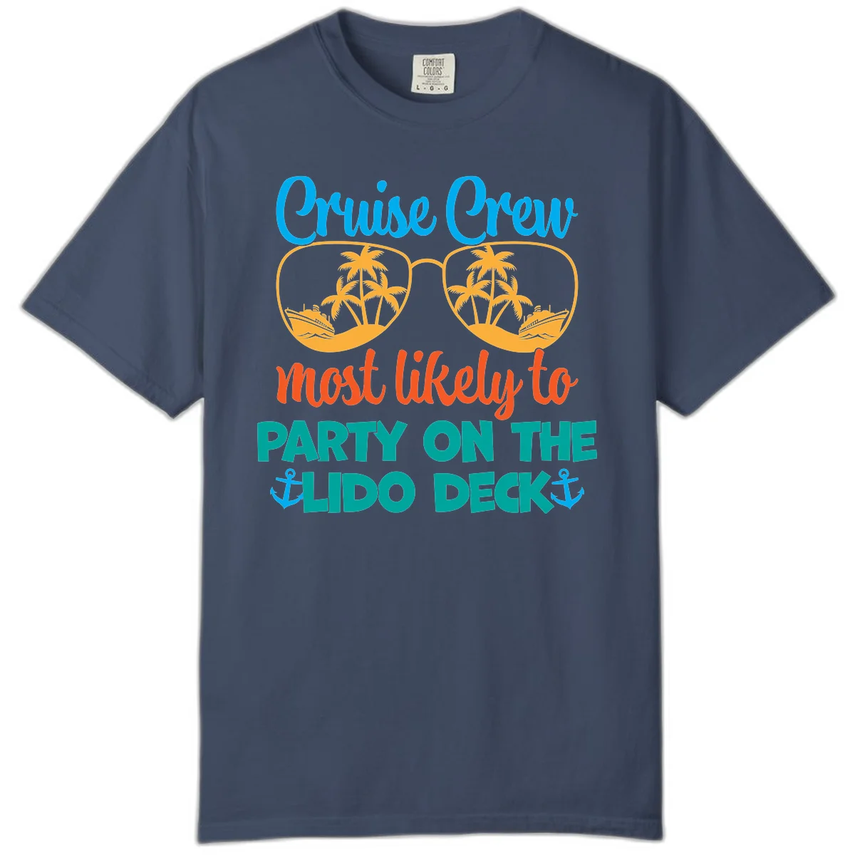 Cruise Crew Lido Deck Party Comfort Color Tee in Midnight