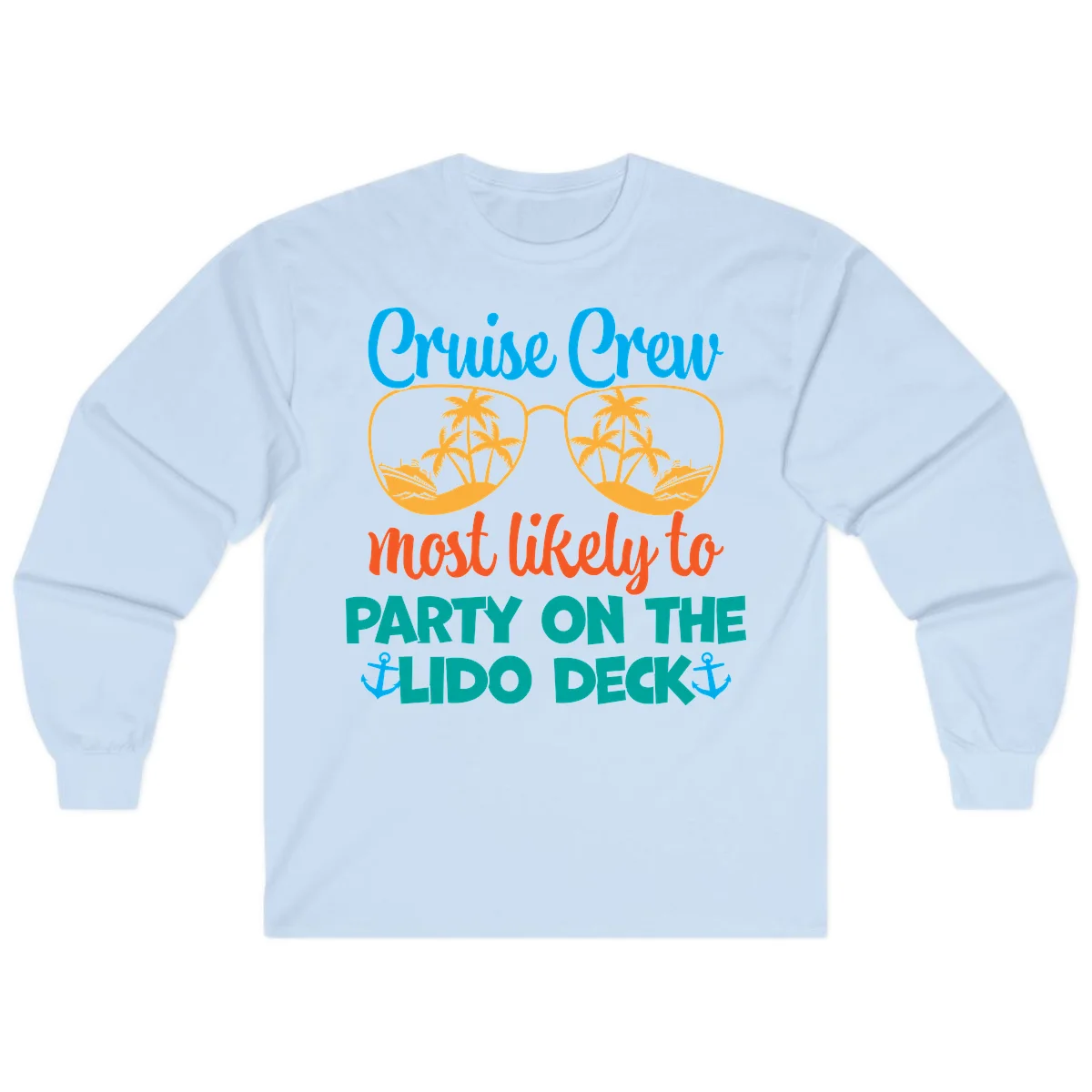 Cruise Crew Lido Deck Party Long Sleeve in Light Blue