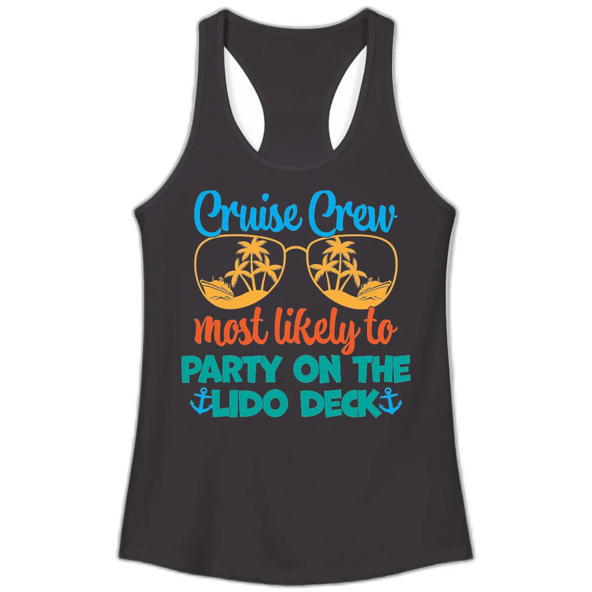 Cruise Crew Lido Deck Party Ladies Tank in Black