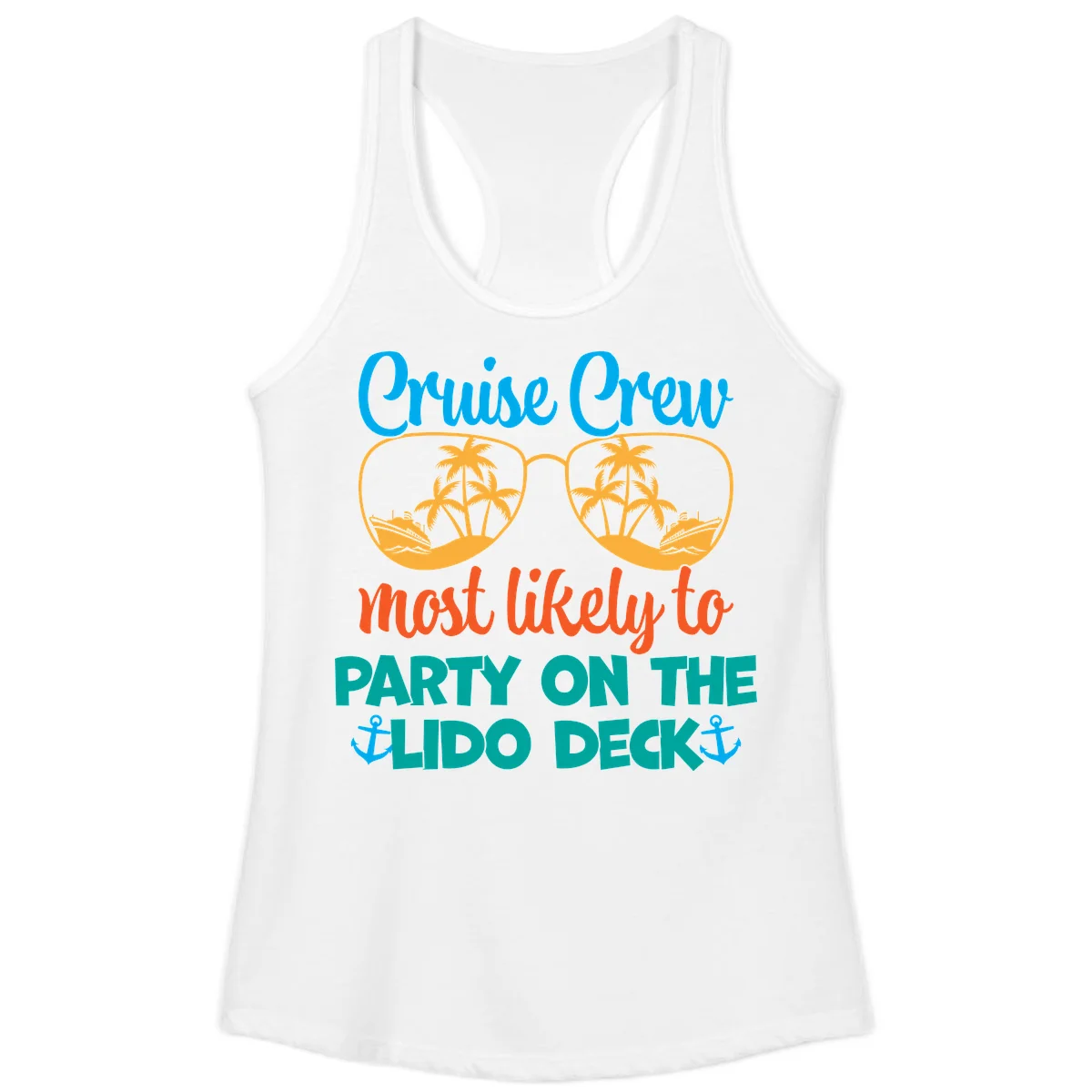 Cruise Crew Lido Deck Party Ladies Tank in White
