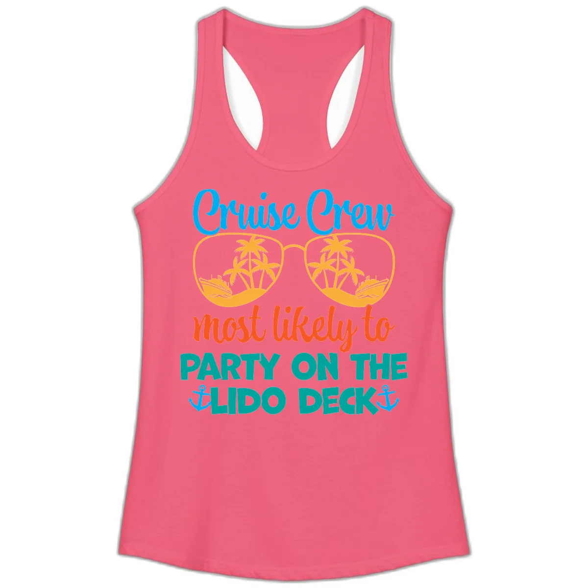 Cruise Crew Lido Deck Party Ladies Tank in Hot Pink