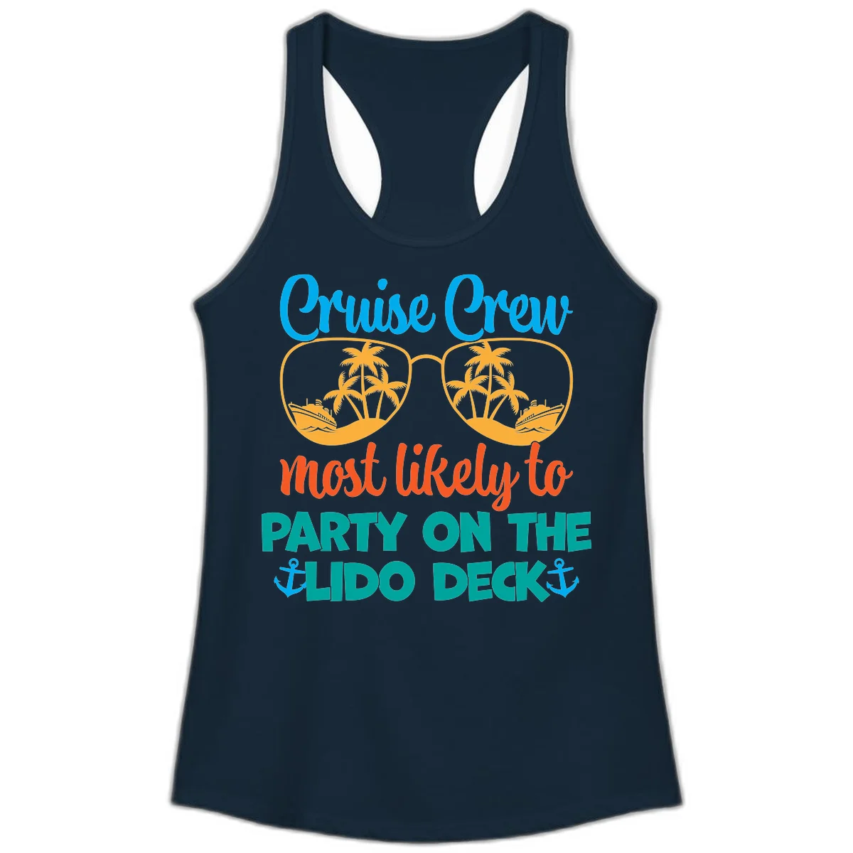 Cruise Crew Lido Deck Party Ladies Tank in Solid Midnight Navy