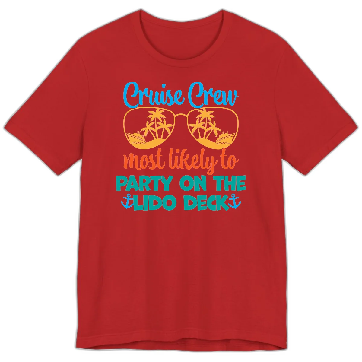 Cruise Crew Lido Deck Party Premium T-Shirt in Red