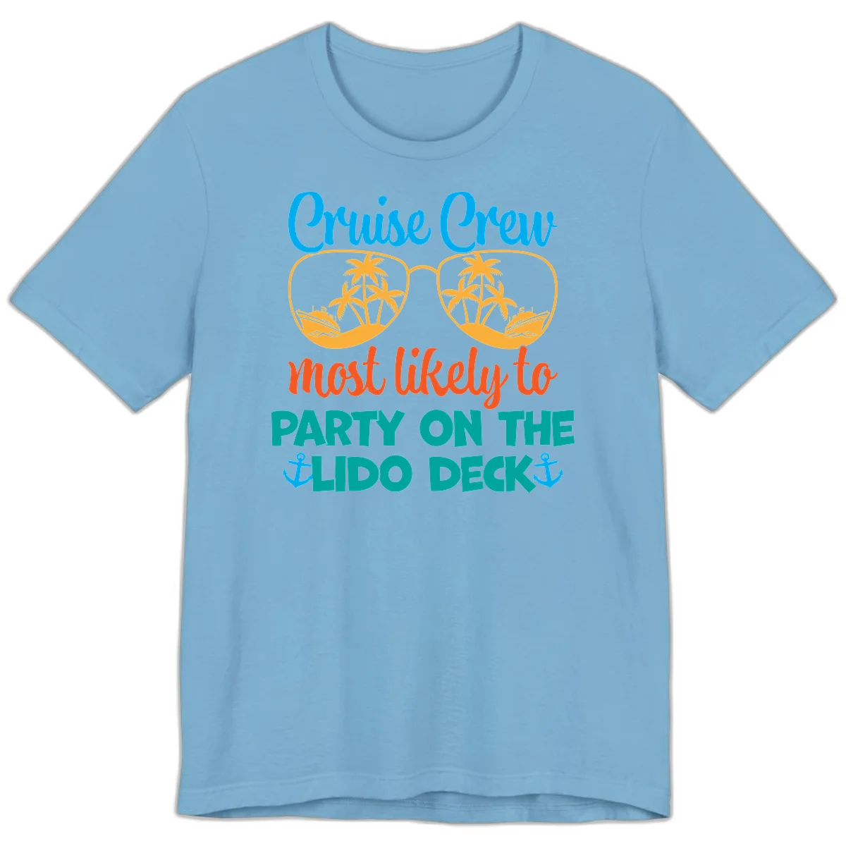 Cruise Crew Lido Deck Party Premium T-Shirt in Ocean Blue