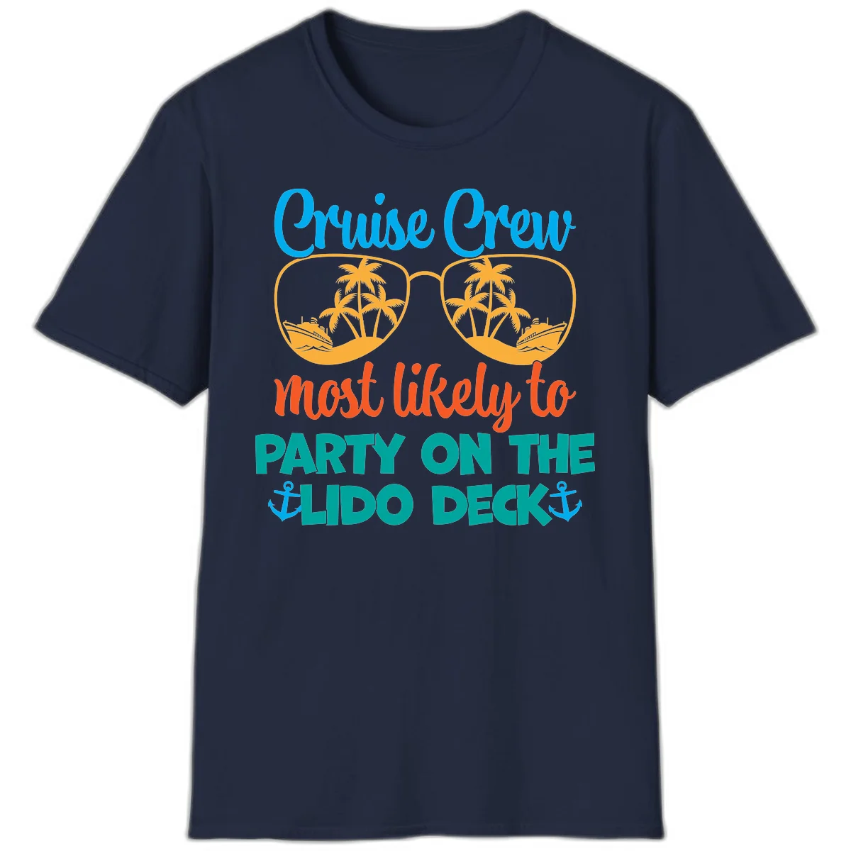 Cruise Crew Lido Deck Party T-Shirt in Navy
