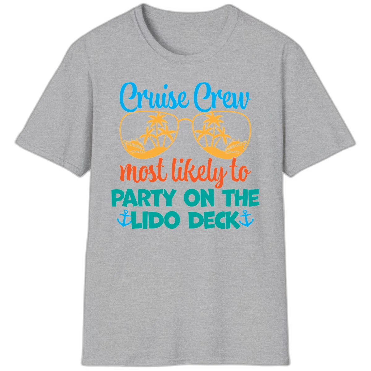 Cruise Crew Lido Deck Party T-Shirt in Sport Grey
