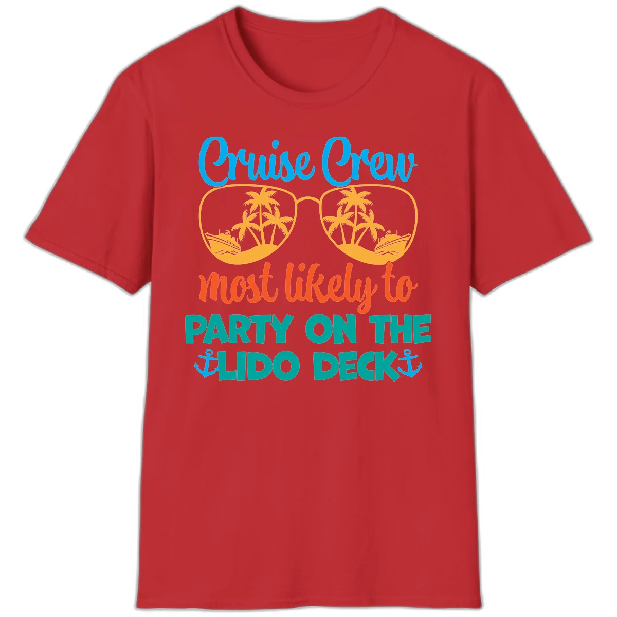 Cruise Crew Lido Deck Party T-Shirt in Red