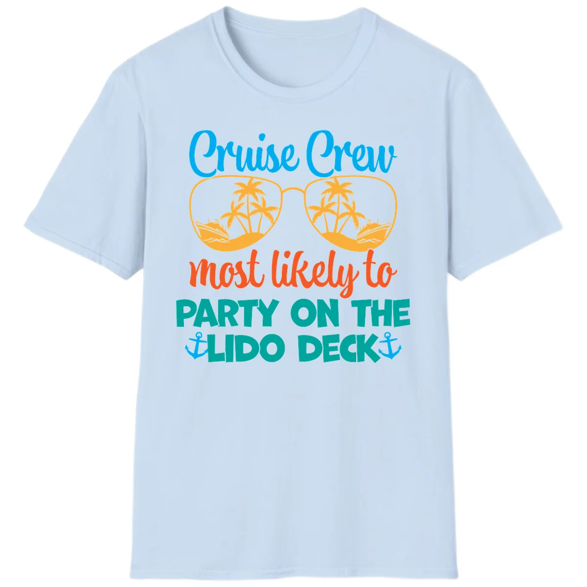 Cruise Crew Lido Deck Party T-Shirt in Light Blue