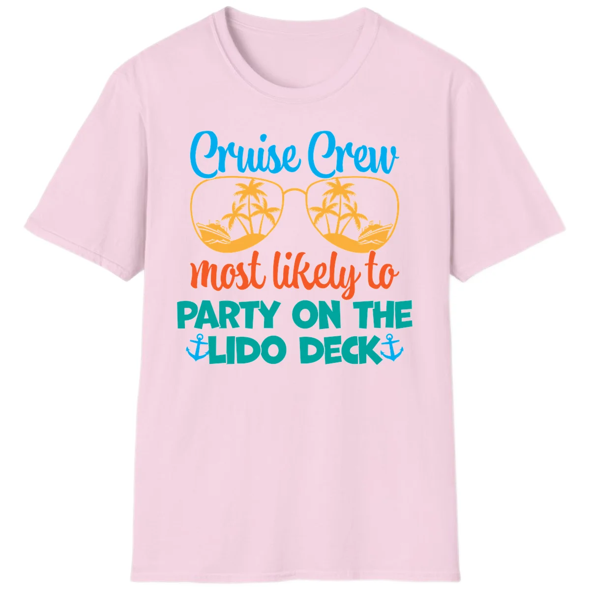Cruise Crew Lido Deck Party T-Shirt in Light Pink