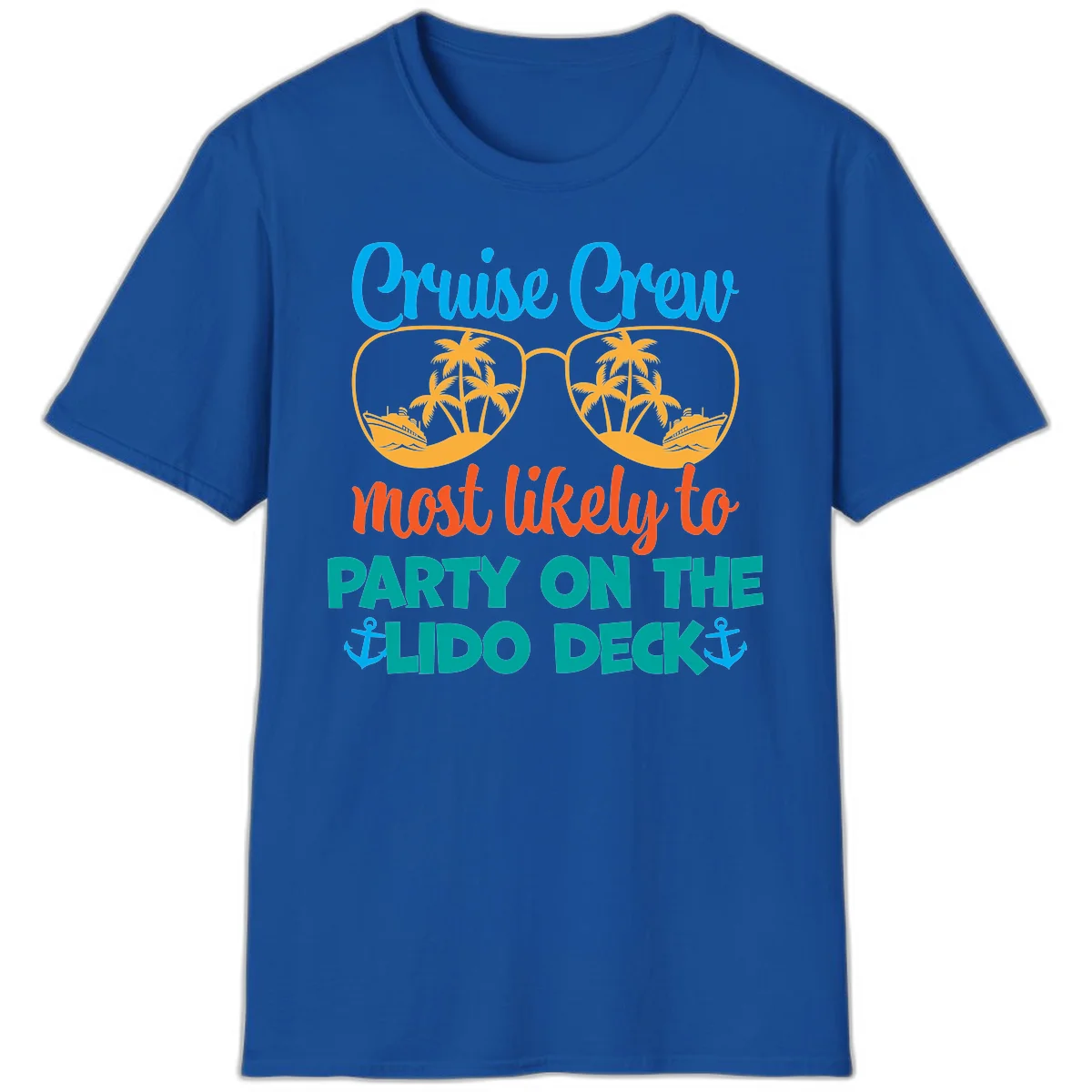 Cruise Crew Lido Deck Party T-Shirt in Royal