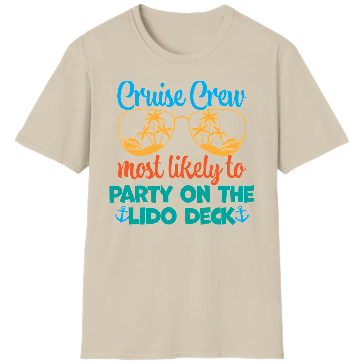 Cruise Crew Lido Deck Party T-Shirt in Sand