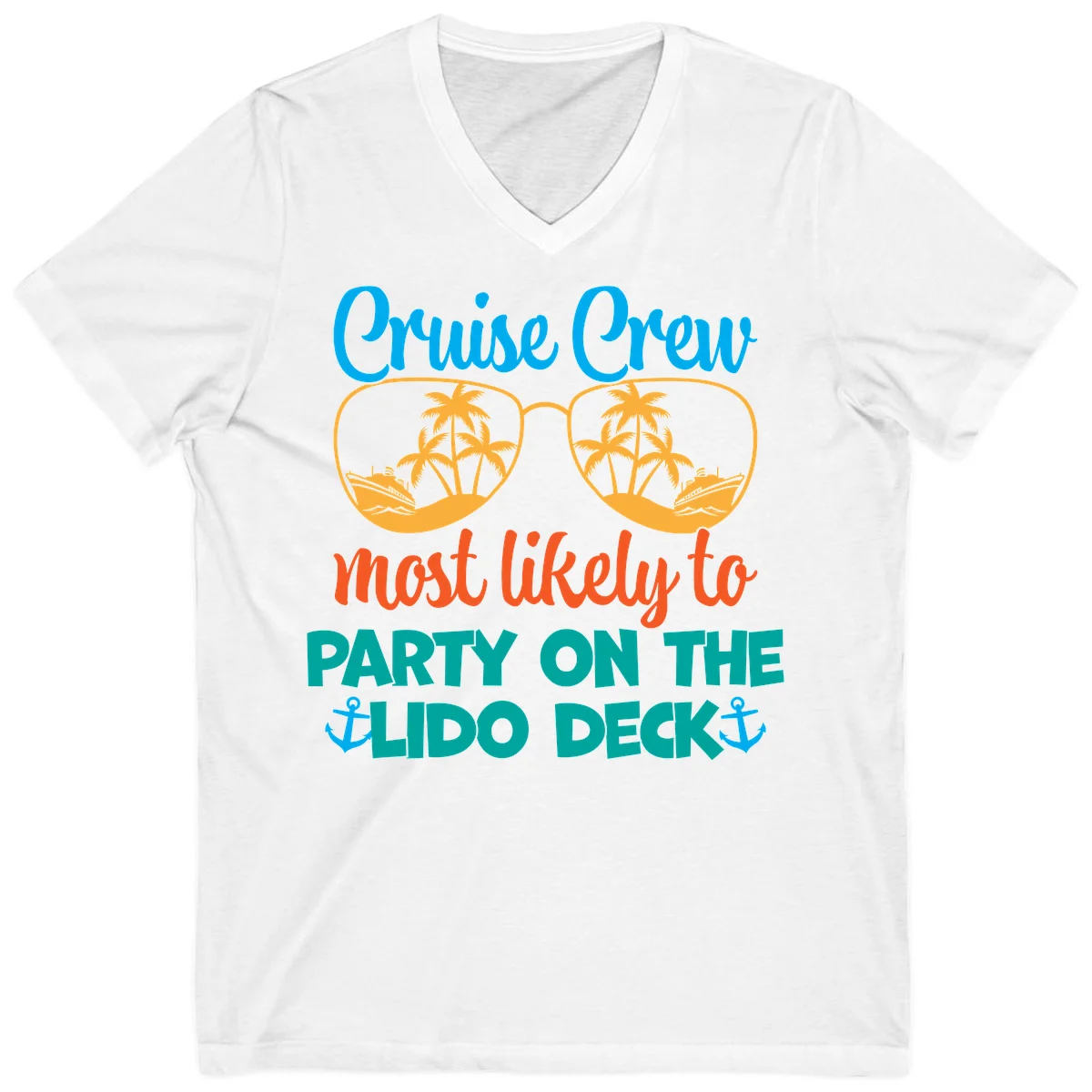 Cruise Crew Lido Deck Party V-Neck in White