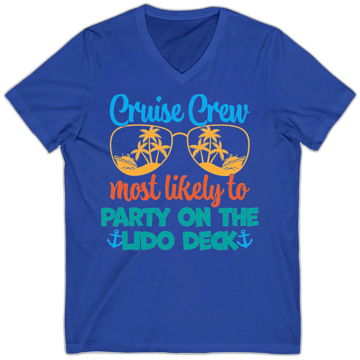 Cruise Crew Lido Deck Party V-Neck in True Royal