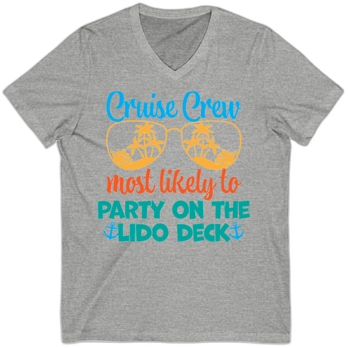 Cruise Crew Lido Deck Party V-Neck in Athletic Heather