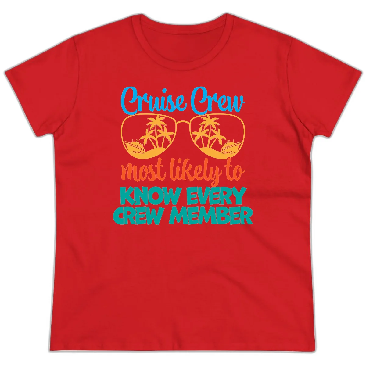 Cruise Crew Most Likely To Know Ladies Tee in Red