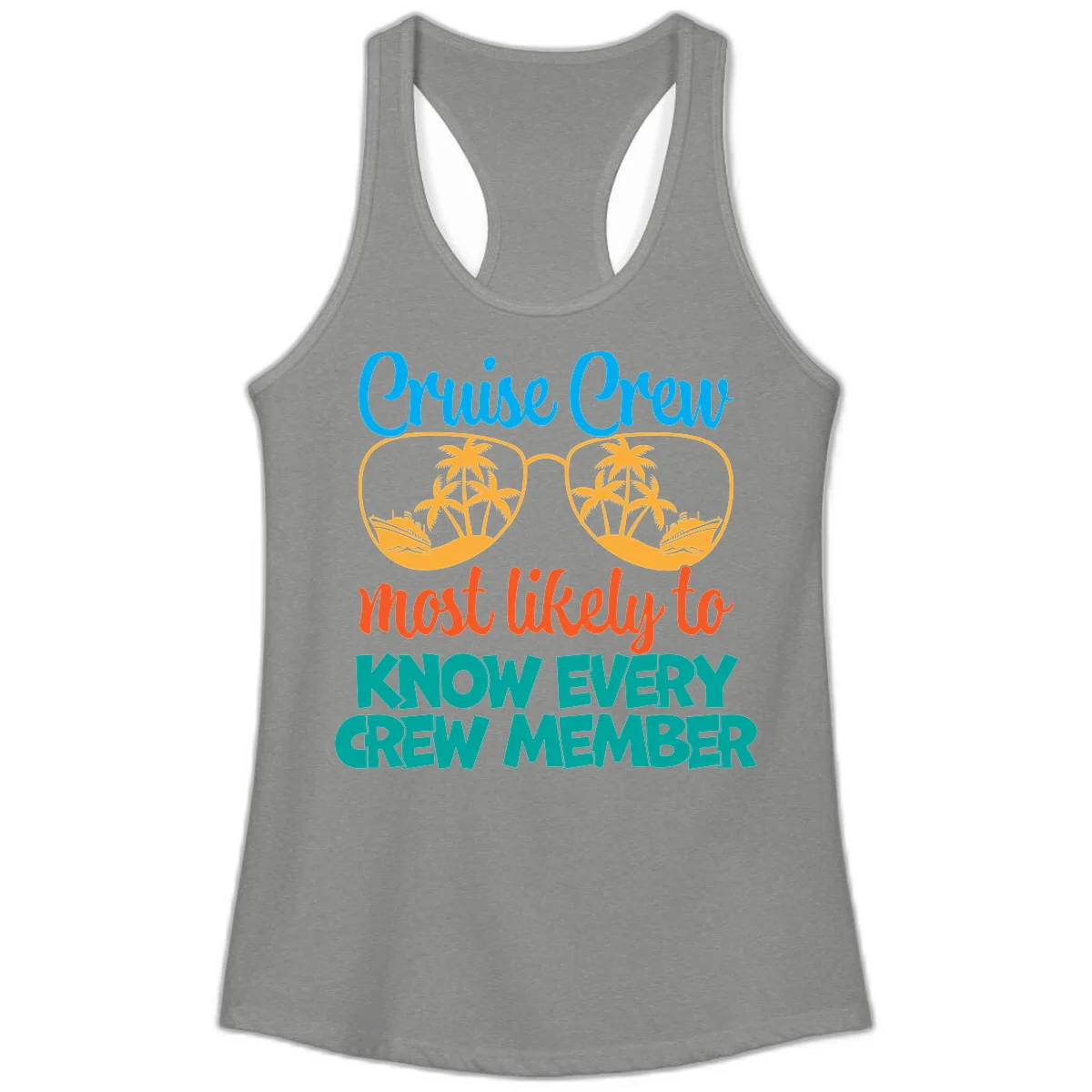 Cruise Crew Most Likely To Know Ladies Tank Top in Heather Grey