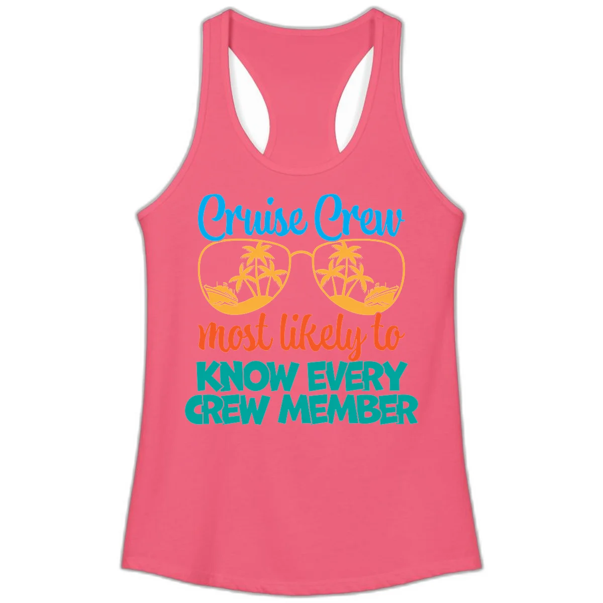 Cruise Crew Most Likely To Know Ladies Tank Top in Hot Pink