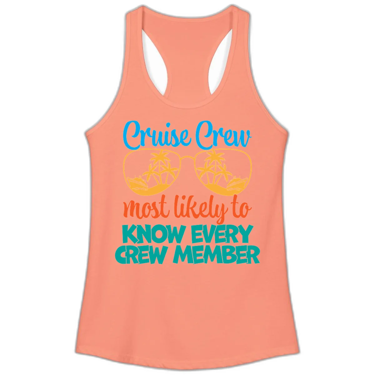 Cruise Crew Most Likely To Know Ladies Tank Top in Solid Light Orange