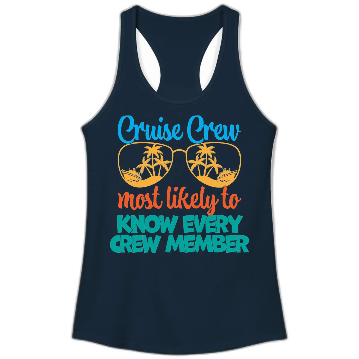 Cruise Crew Most Likely To Know Ladies Tank Top in Solid Midnight Navy