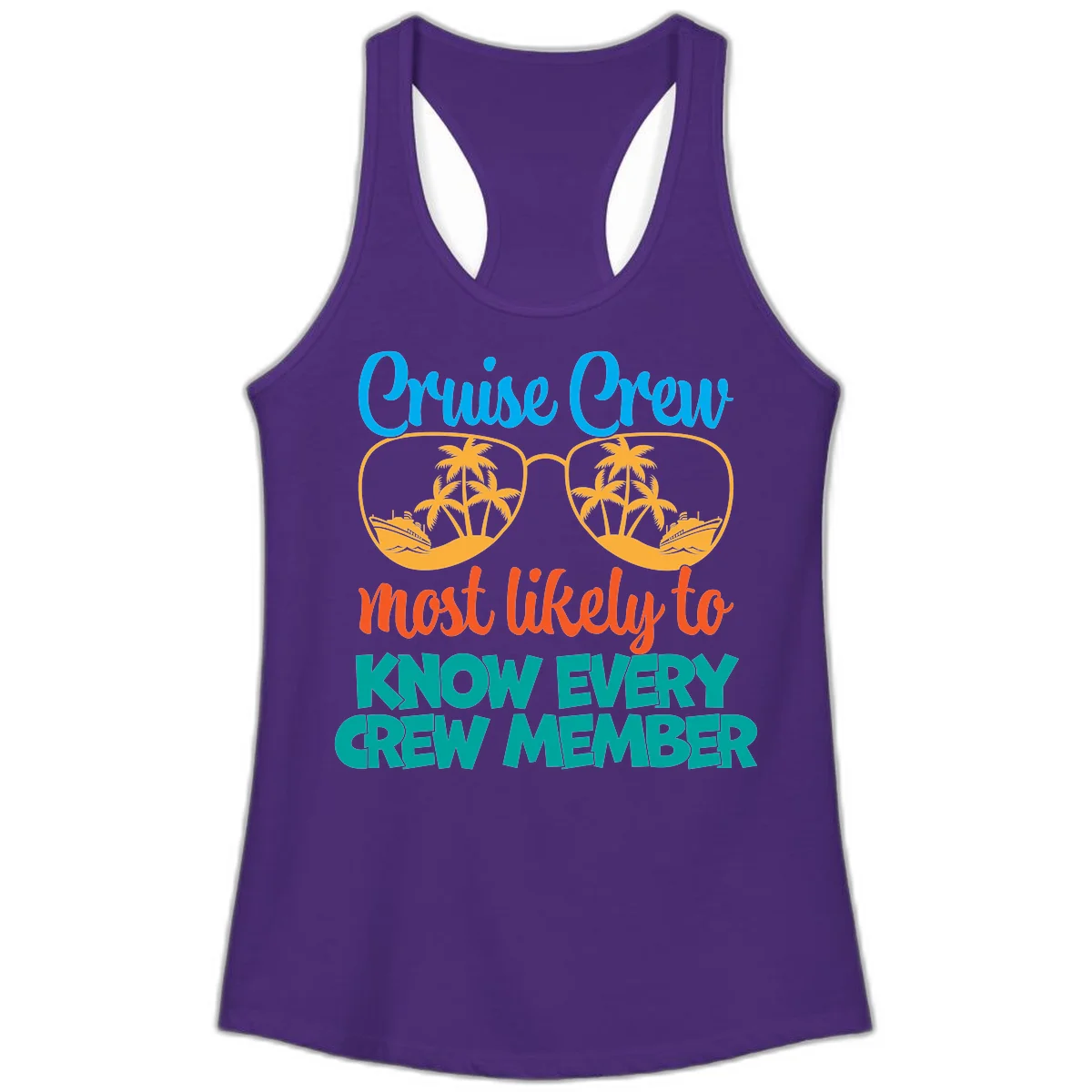 Cruise Crew Most Likely To Know Ladies Tank Top in Solid Purple Rush