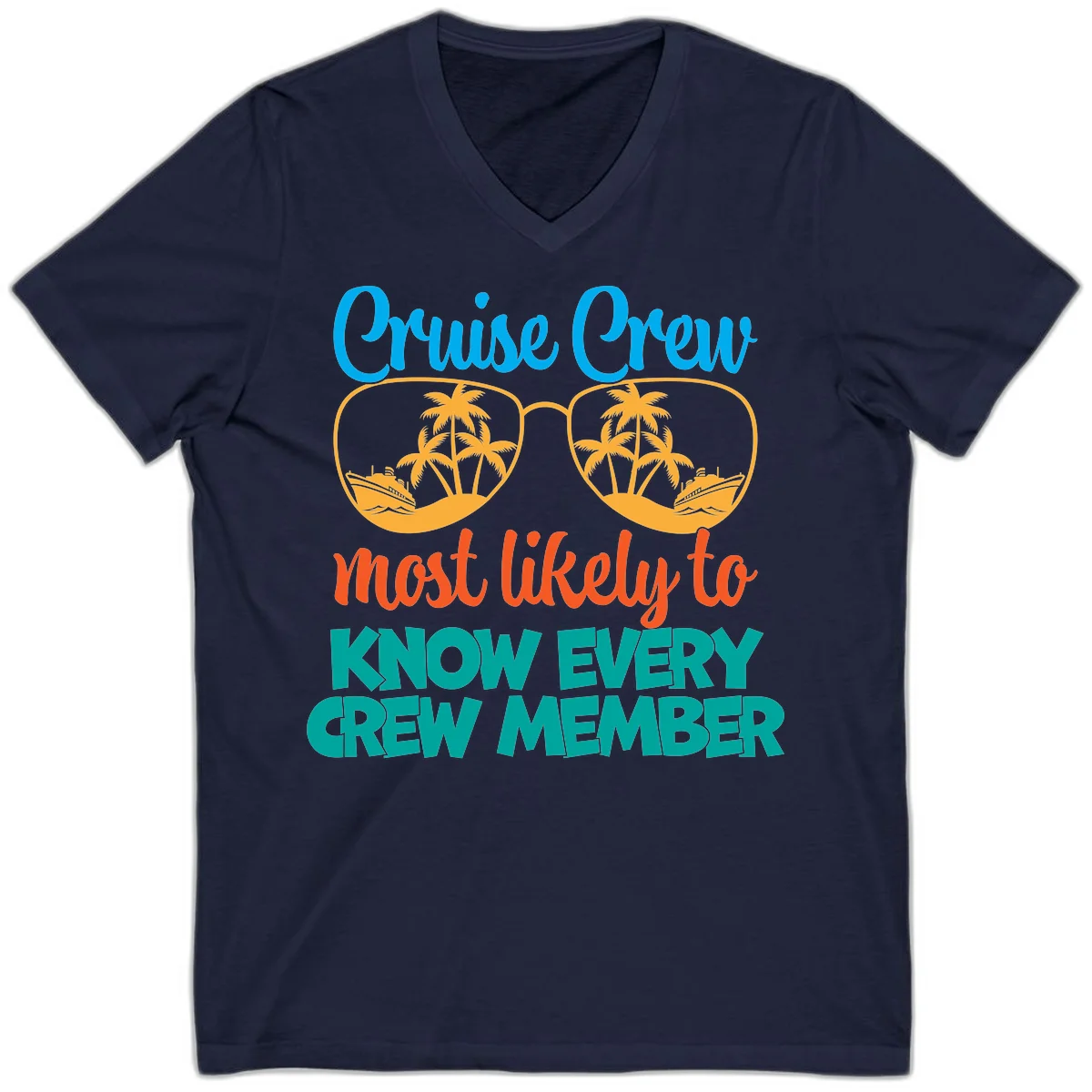 Cruise Crew Most Likely To Know V-Neck in Navy