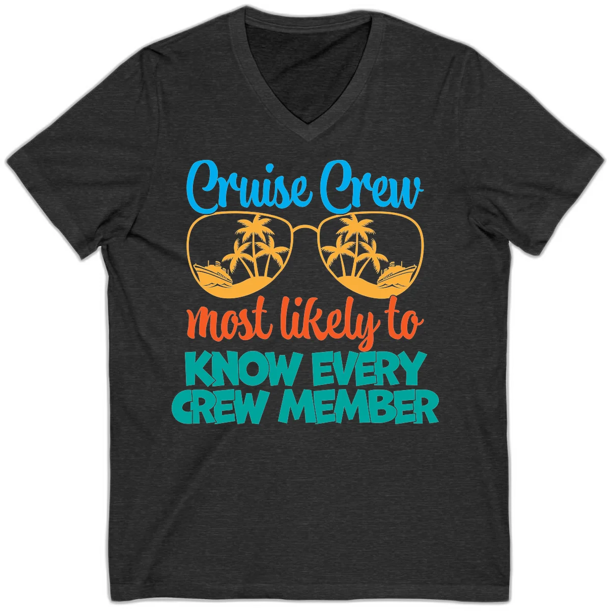 Cruise Crew Most Likely To Know V-Neck in Dark Grey Heather