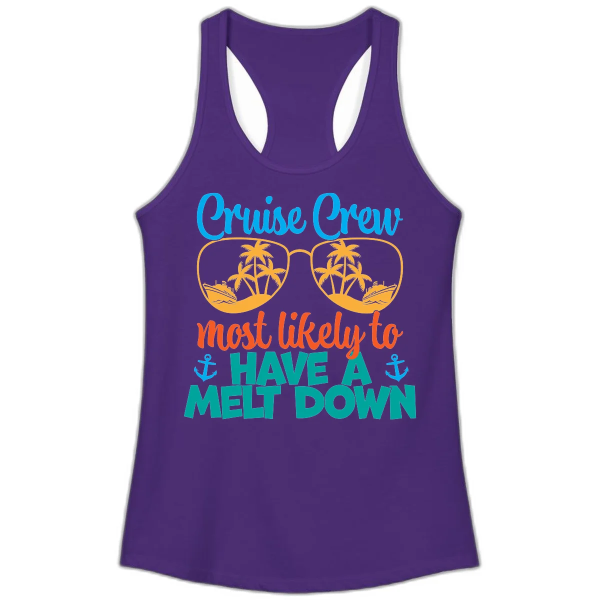 Cruise Crew Most Likely To Have A Meltdown Ladies Tank in Solid Purple Rush