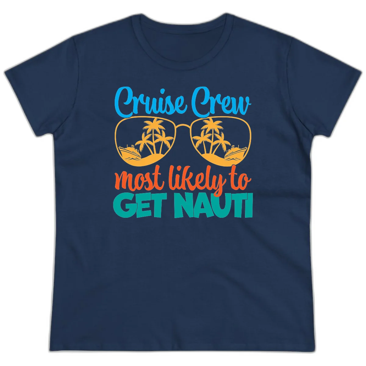 Cruise Crew Most Likely To Get Nautic Ladies Tee in Navy
