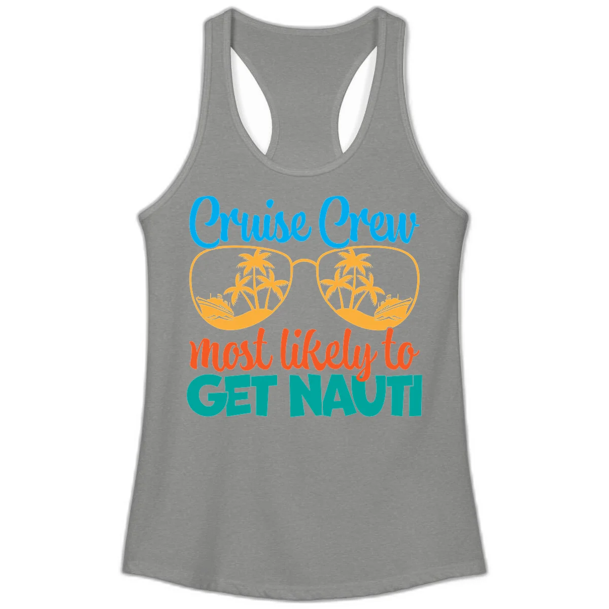 Cruise Crew Most Likely To Get Nautic Ladies Tank in Heather Grey
