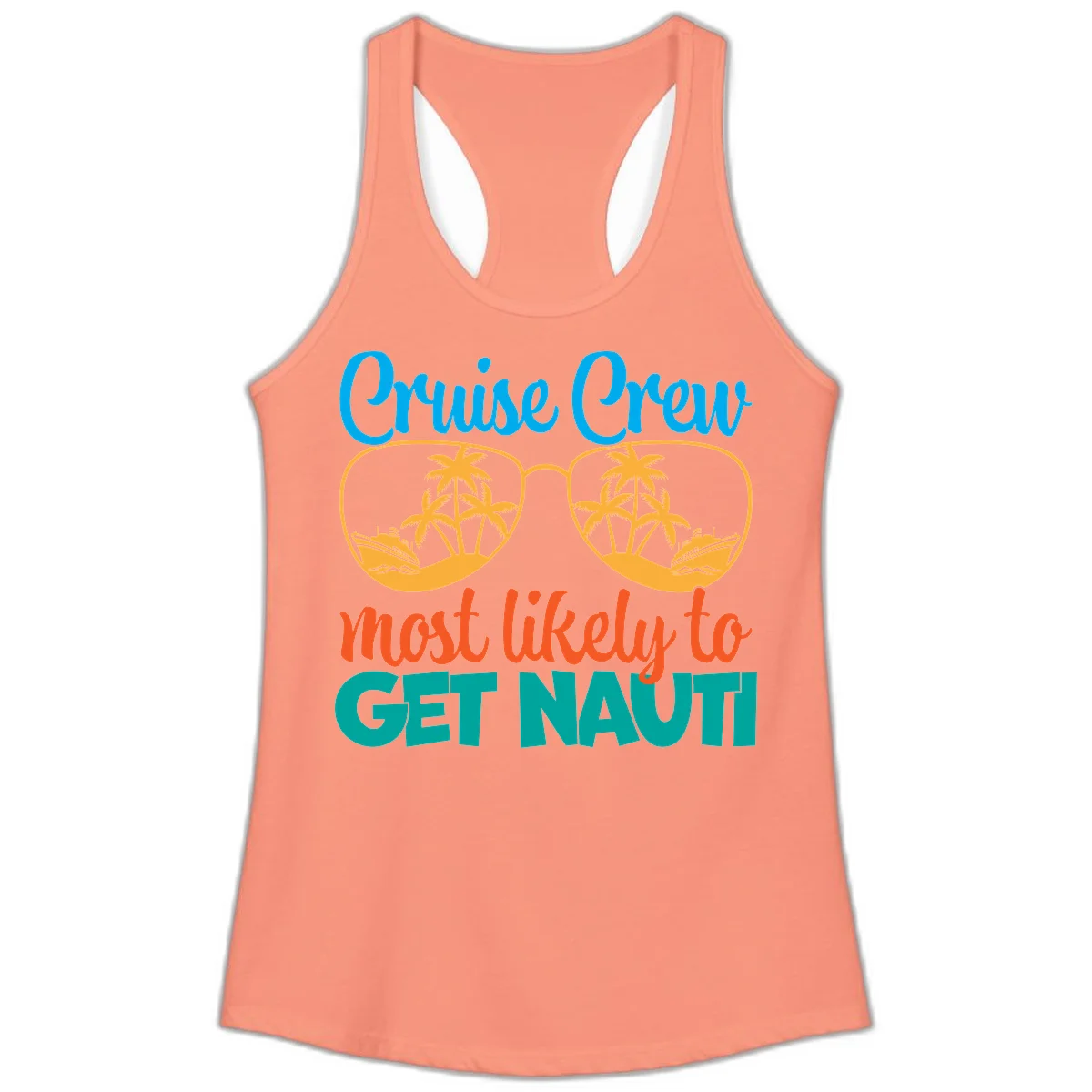Cruise Crew Most Likely To Get Nautic Ladies Tank in Solid Light Orange