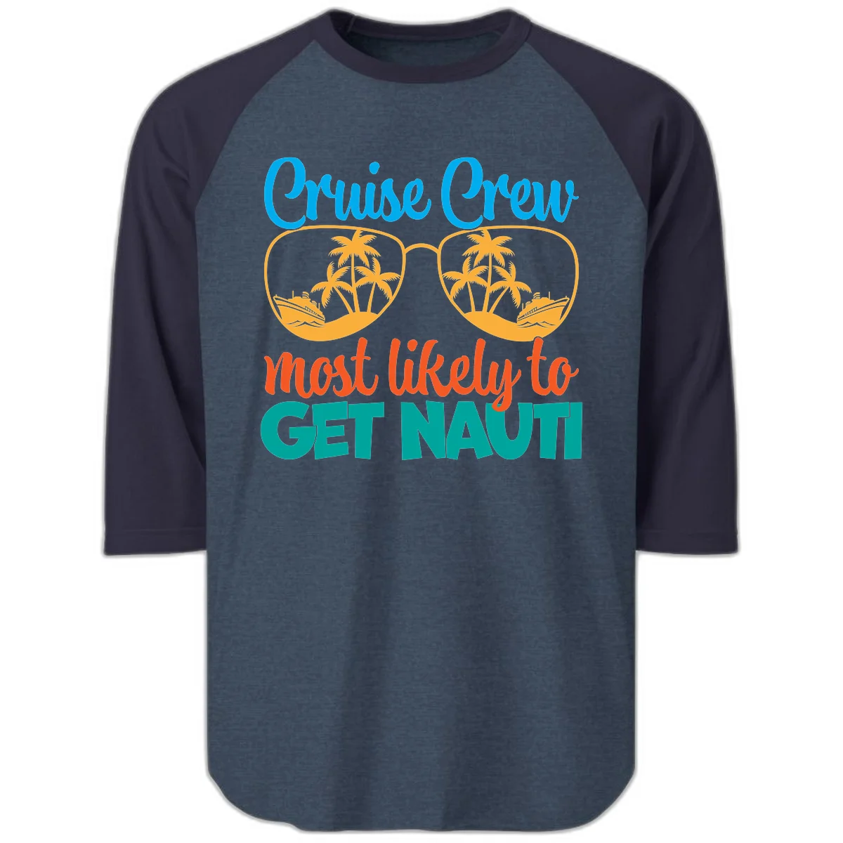 Cruise Crew Most Likely To Get Nautic Raglan 3/4 in Heather Denim Navy