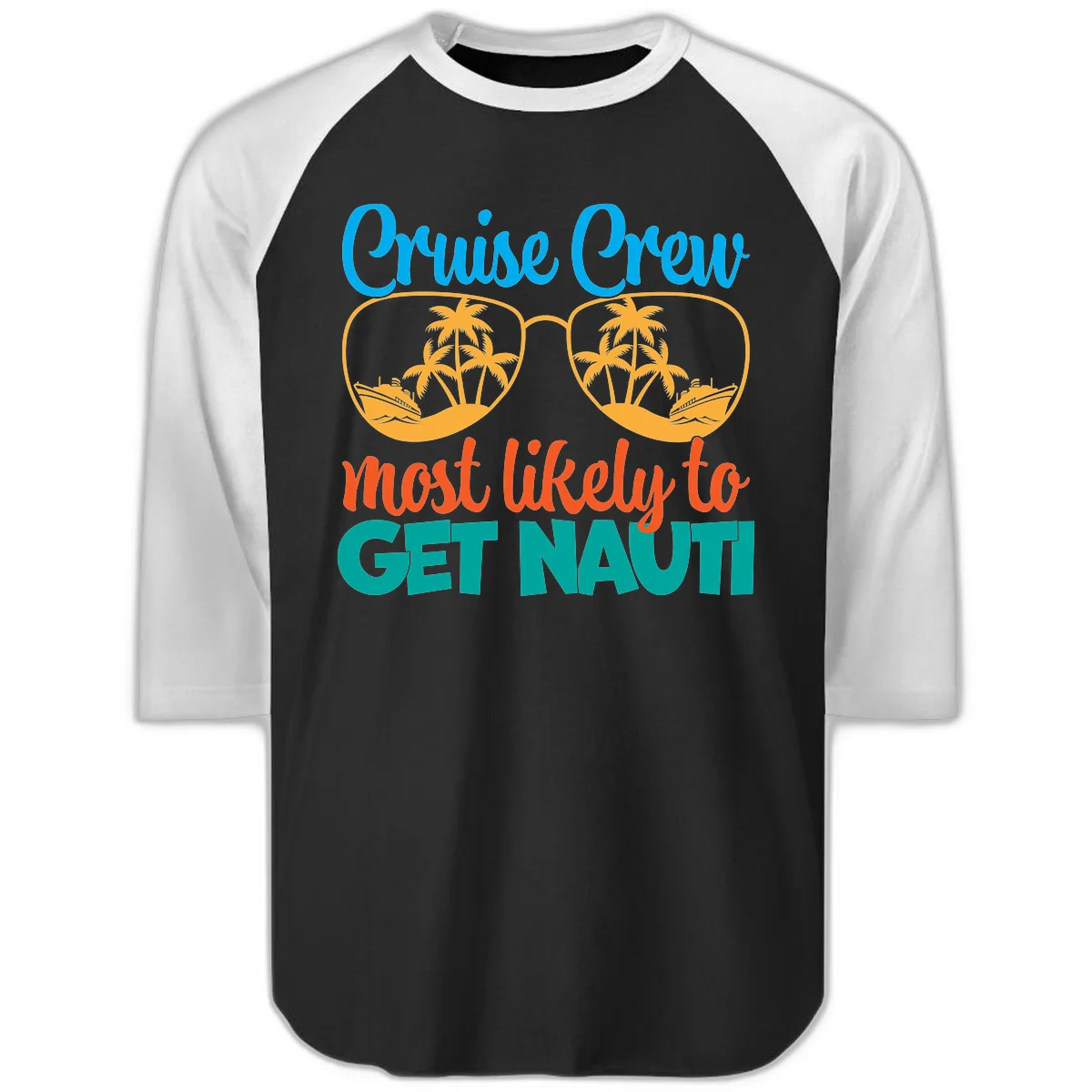 Cruise Crew Most Likely To Get Nautic Raglan 3/4 in Black White