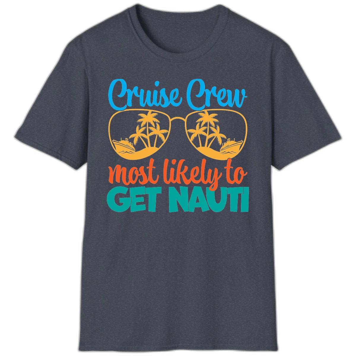 Cruise Crew Most Likely To Get Nautic T-Shirt in Heather Navy