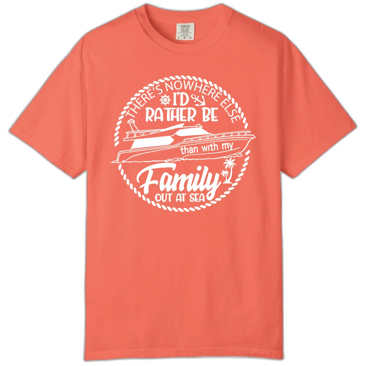 Rather Be With My Family Out At Sea Comfort Color in Bright Salmon
