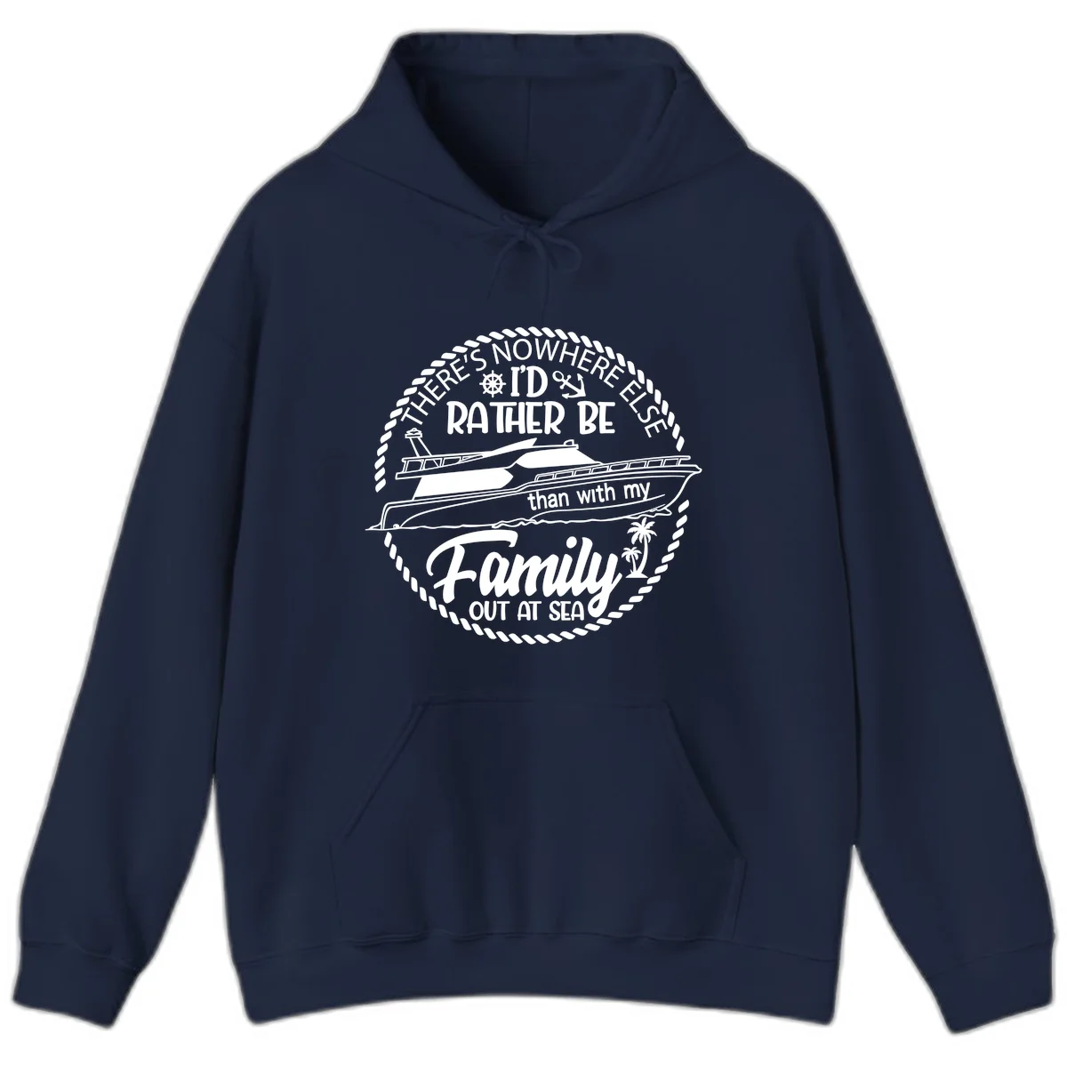 Rather Be With My Family Out At Sea Hoodie in Navy