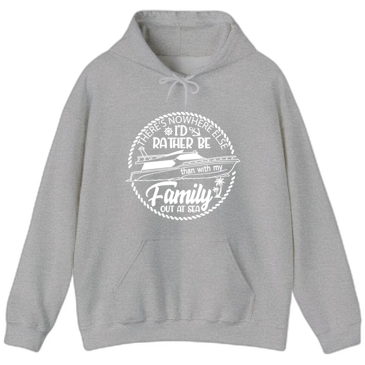 Rather Be With My Family Out At Sea Hoodie in Sport Grey