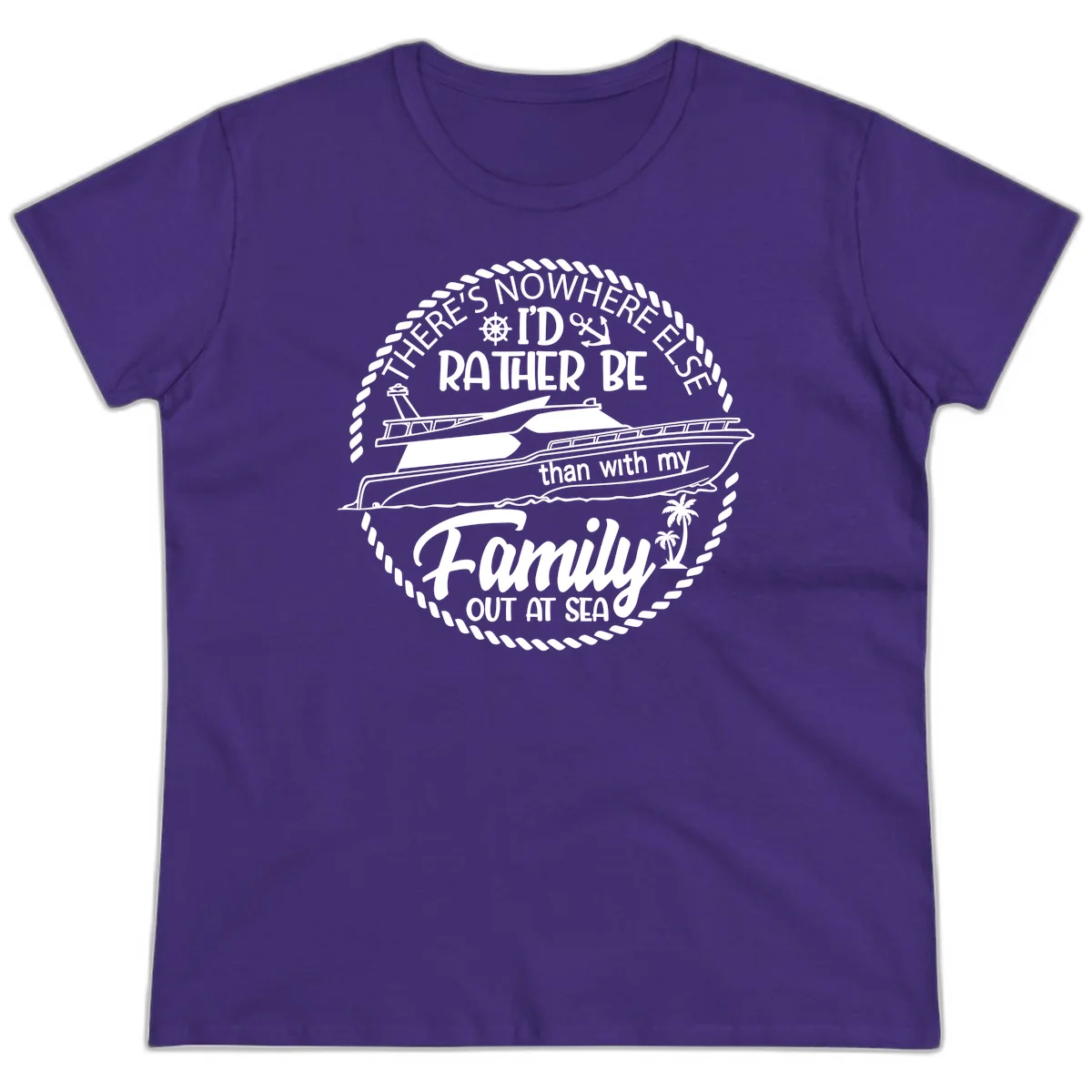 Rather Be With My Family Out At Sea Ladies Tee in Purple
