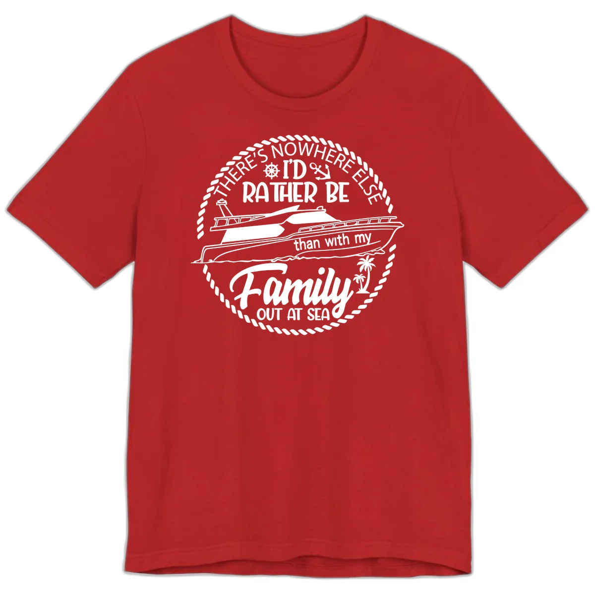 Rather Be With My Family Out At Sea Premium T-Shirt in Red