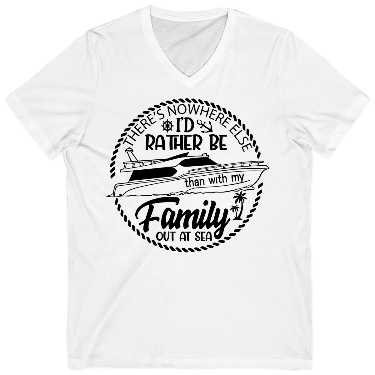 Rather Be With My Family Out At Sea V-Neck in White