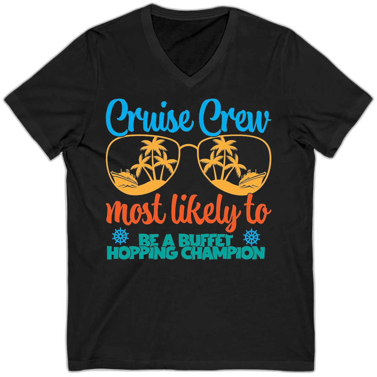 Cruise Crew Most Likely To Be A Buffet Champion V-Neck in Black