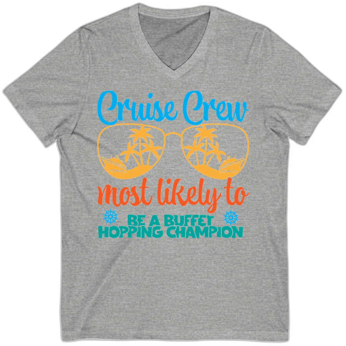 Cruise Crew Most Likely To Be A Buffet Champion V-Neck in Athletic Heather