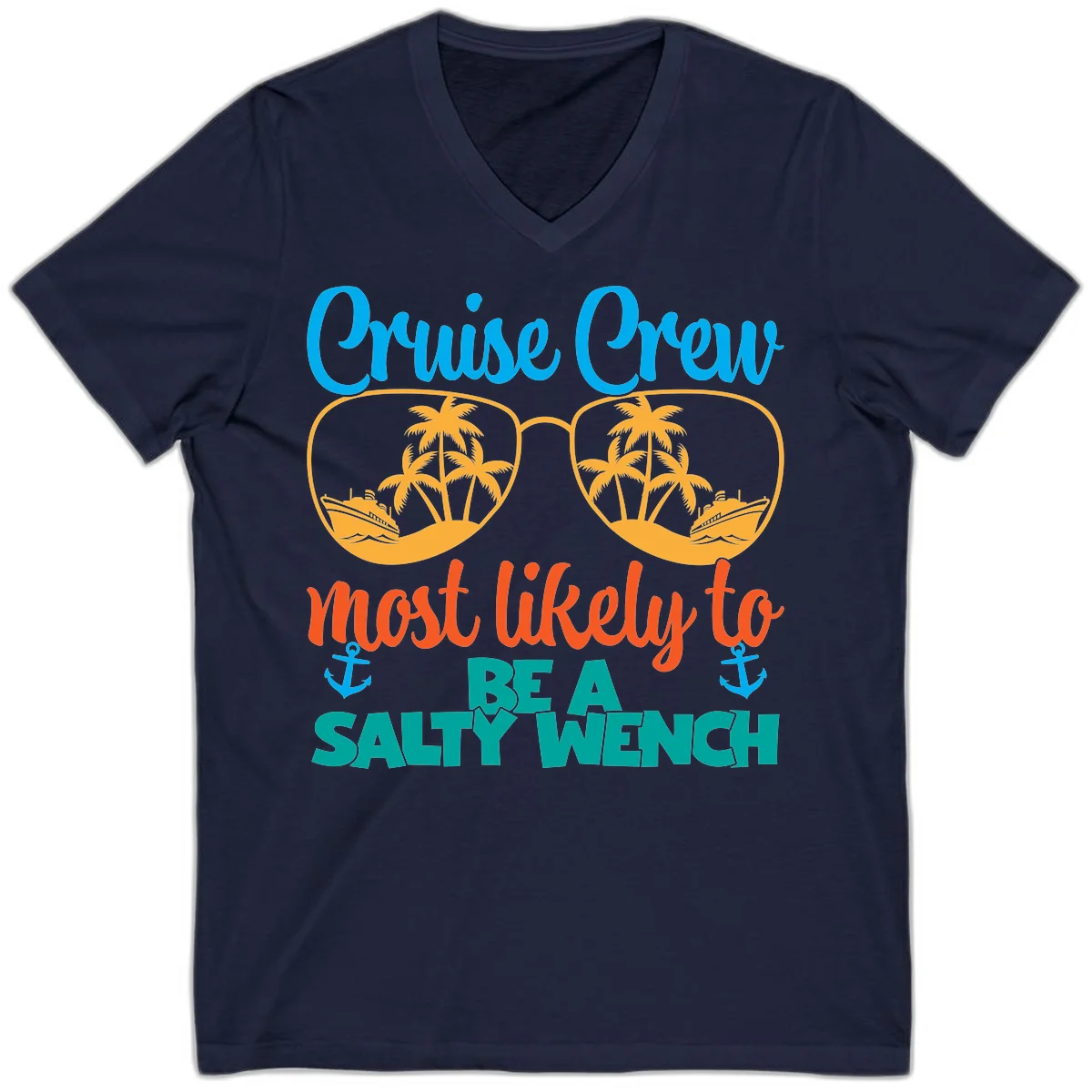 Cruise Crew Most Likely To Be A Salty Wench V-Neck in Navy