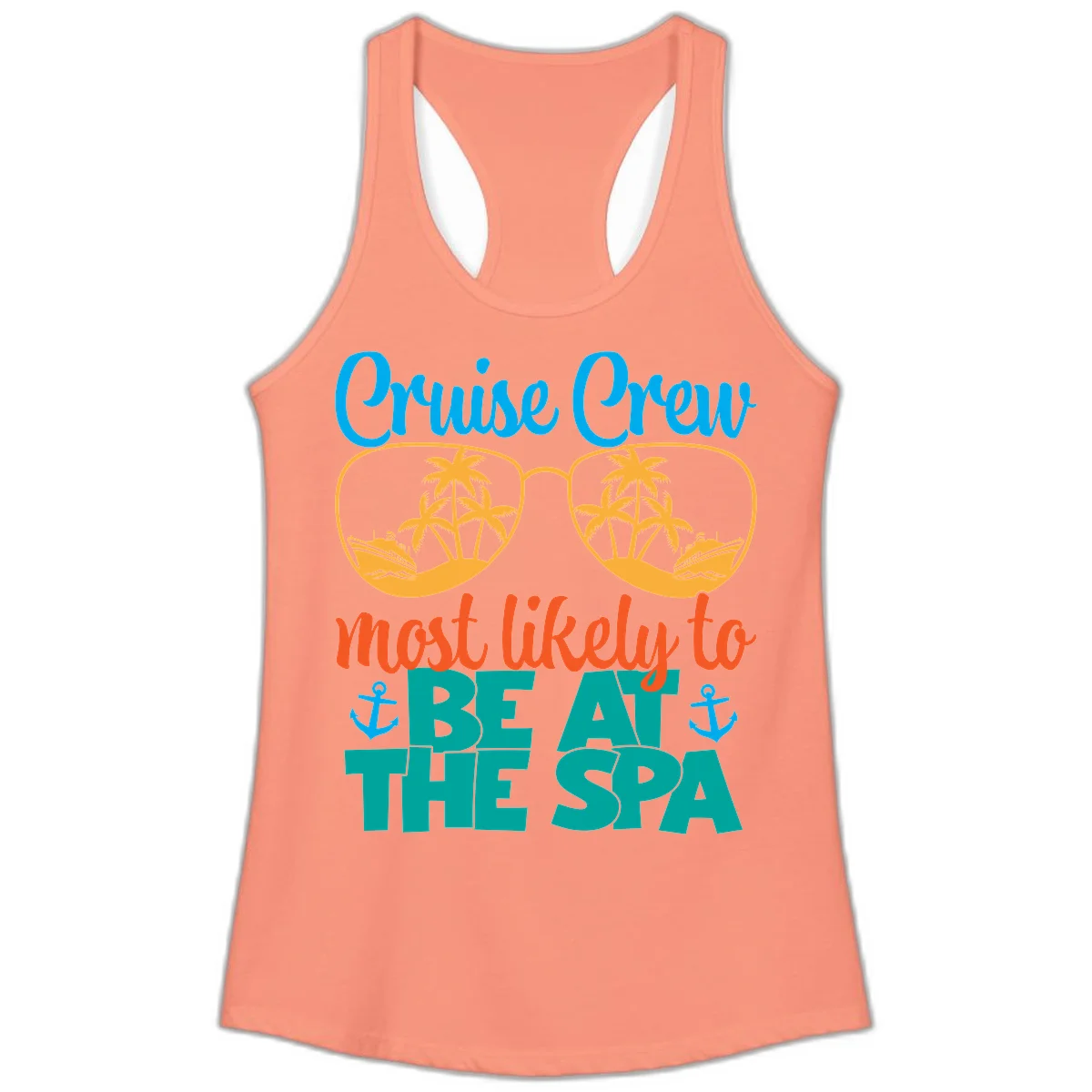 Cruise Crew Most Likely To Be At The Sea Ladies Tank in Solid Light Orange