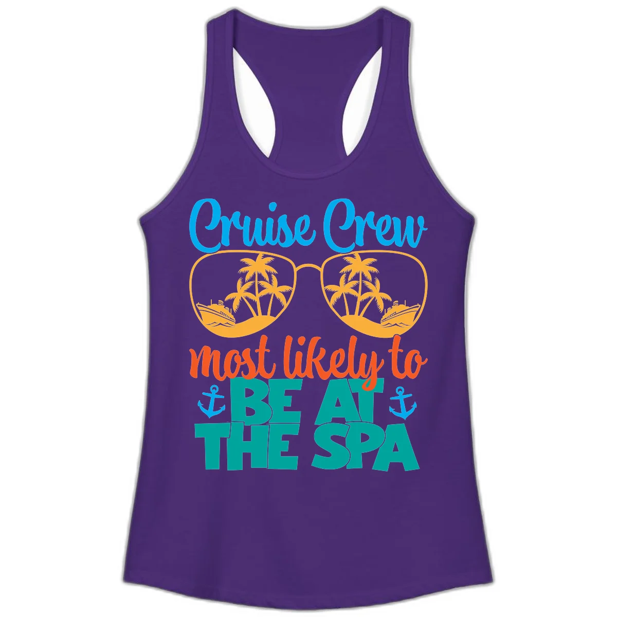 Cruise Crew Most Likely To Be At The Sea Ladies Tank in Solid Purple Rush